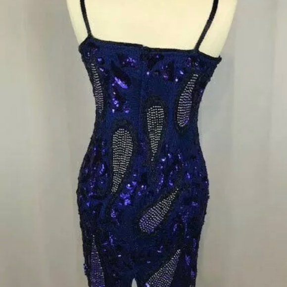 Gorgeous Purple Heavily Beaded Sequin All Over Cocktail Formal Dress, sz 4, S - Picture 4 of 4